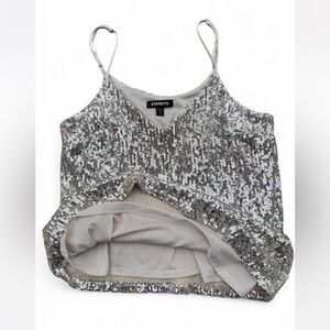 Express Silver Sequin Cami Top women’s small